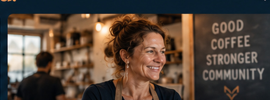 Independent café owner in her local business