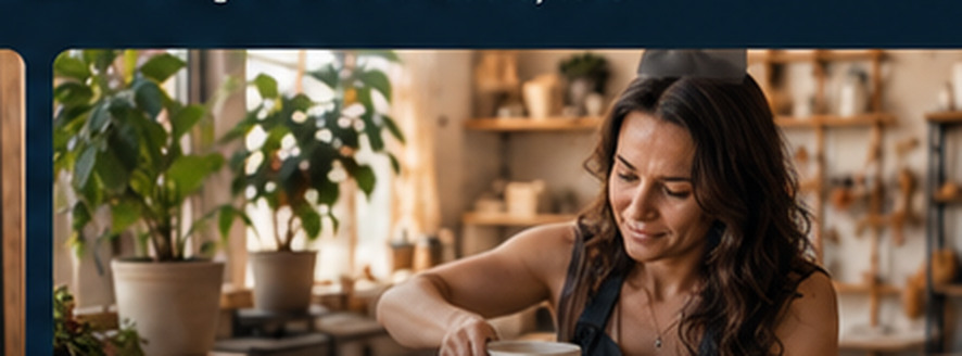 Small creative business owner working on pottery